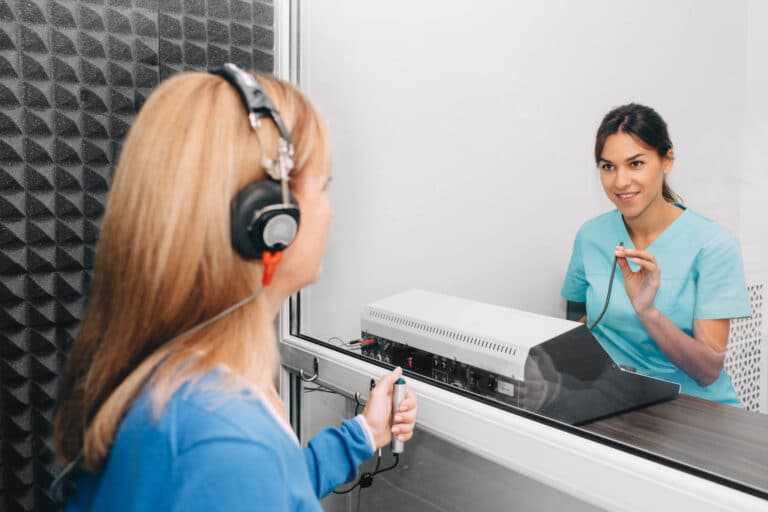 patient receiving hearing test