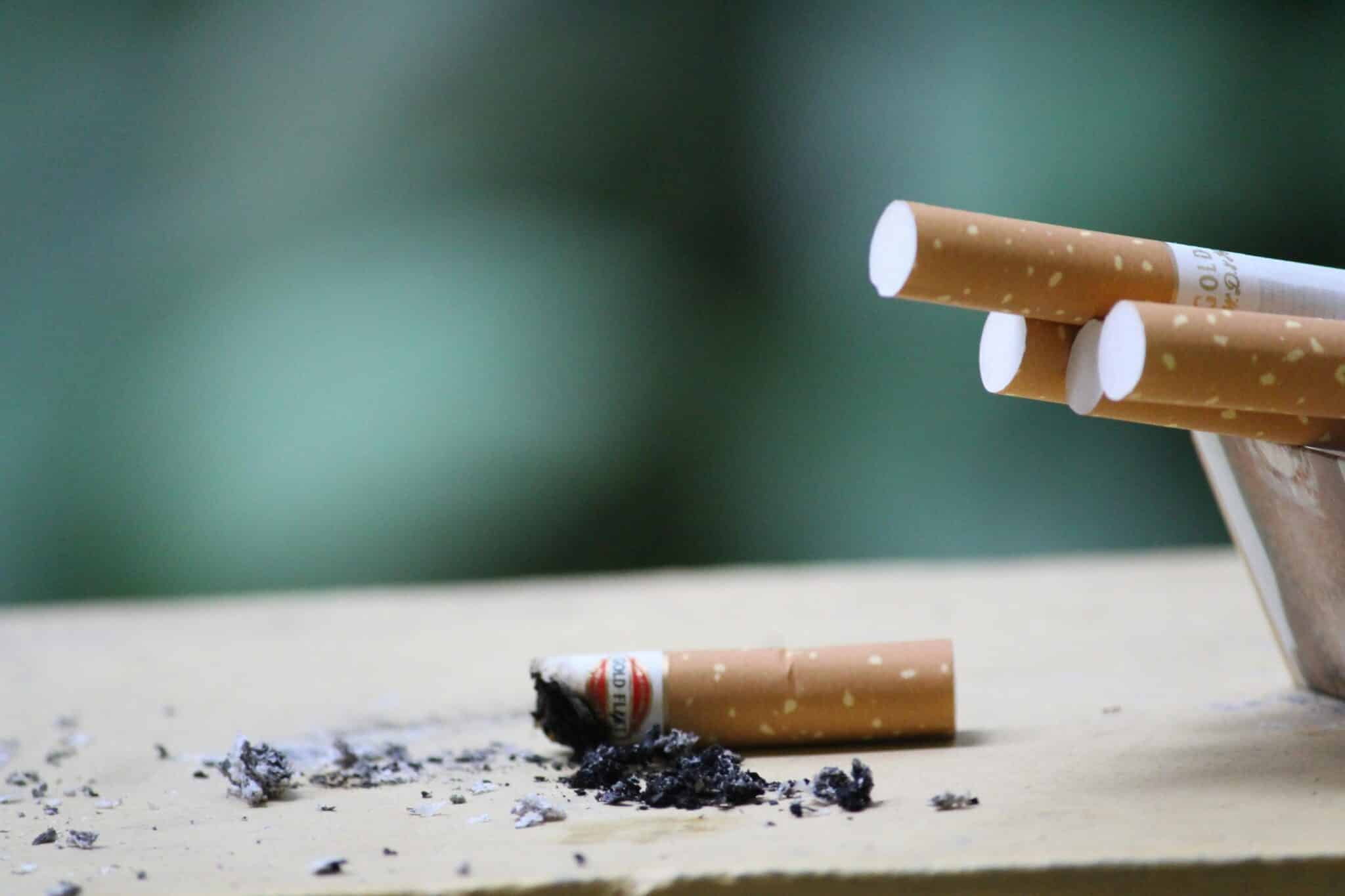 Cigarettes on a table